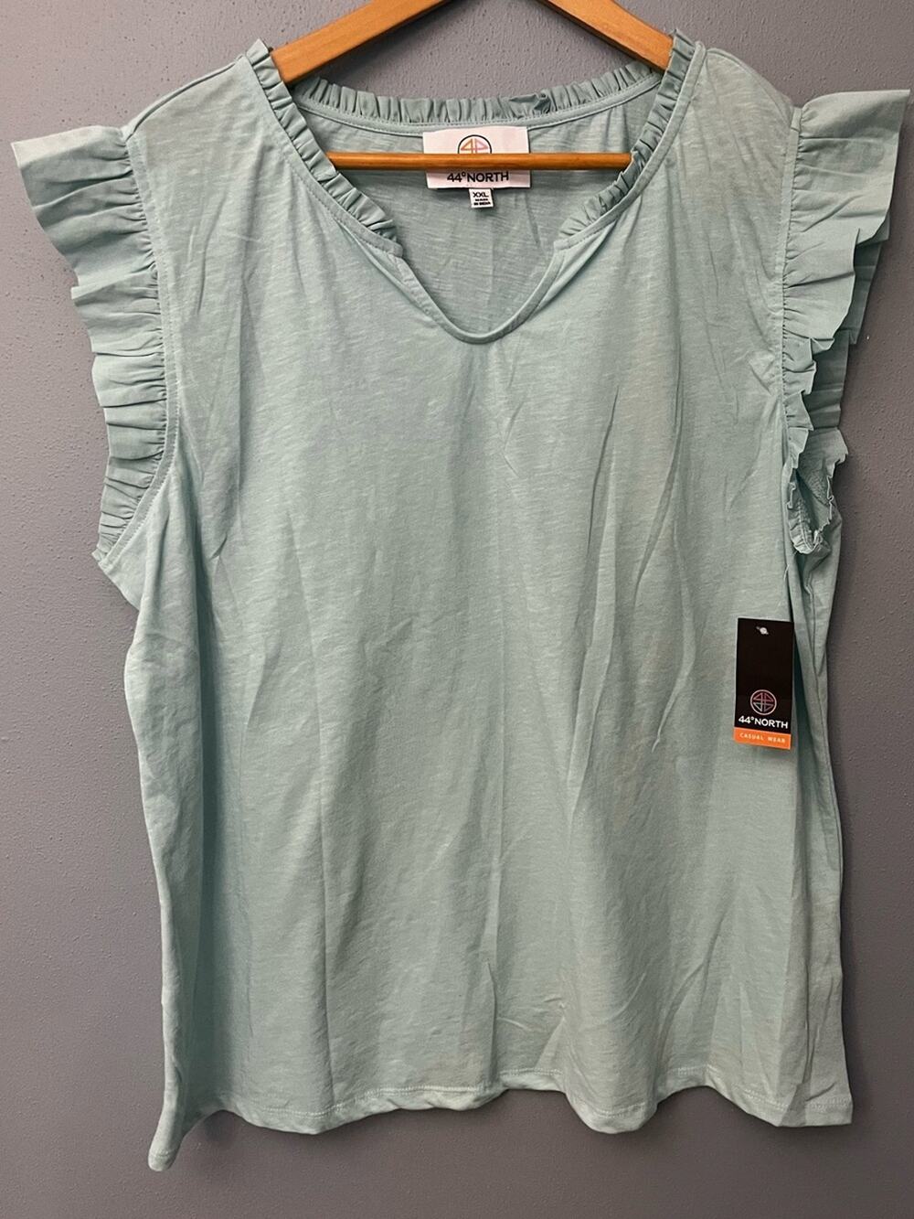 NWT 44 North Ruffle Sleeve V-Neck Top